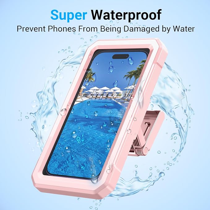 Coolpow Shower Phone Holder Waterproof【480°Rotatable】Retractable Adjustable Shower Phone Case Shower Stall Accessories for Bathroom Wall Phone Mount Stand Water Proof Anti Fog Case for 4-7"Cellphones
