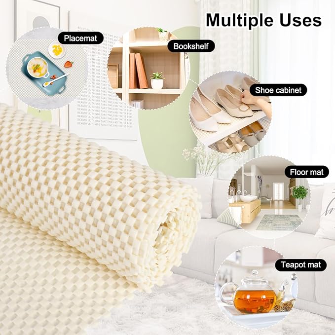 FACIACC Non Slip Rug Pad Gripper 2 x 5 Feet Extra Thick Pads Carpet Pads for Area Rugs Keep Your Rugs Safe and in Place on Hardwood Floor (White)