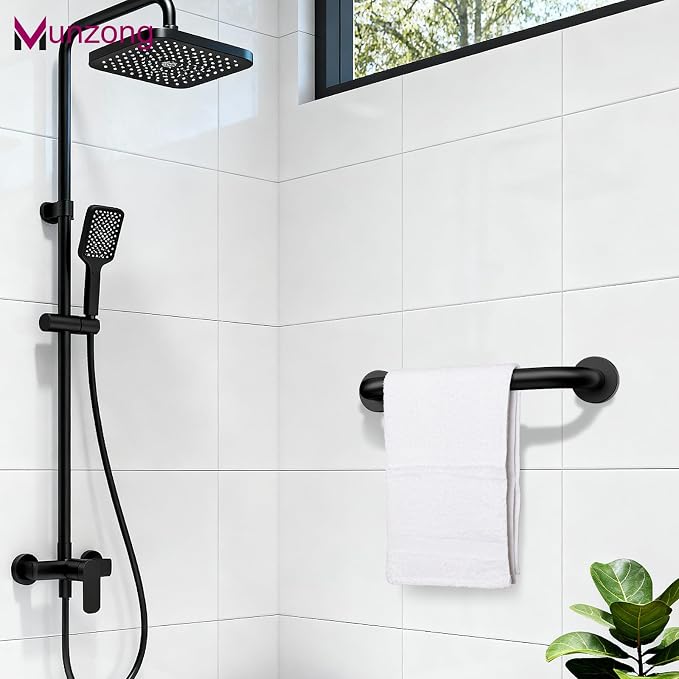 12 Inch Anti Slip Bathroom Grab Bar, Munzong Oil Rubbed Black Shower Grab Bar for Bathtubs, Knurled Handicap Balance Bar,Safety Hand Rail Support Elderly Senior