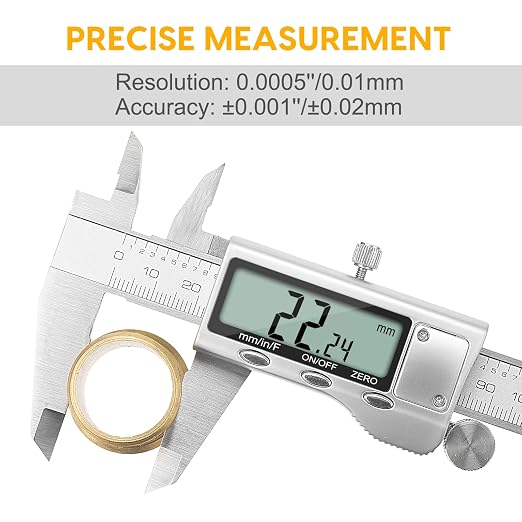 Digital Caliper, Sangabery 6 inch Stainless Steel Caliper Measuring Tool with Inch/Metric/Fractions Conversion and Large LCD Display, Perfect for DIY, Household and Professional Use