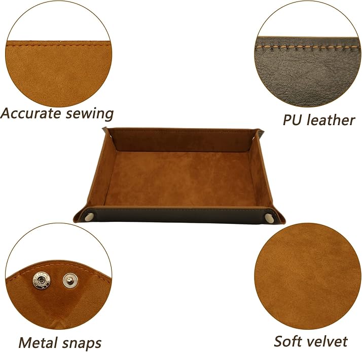 Valet Organizer - Catchall Tray for Jewelry, Wallets, Watches, Keys, Coins, Phones, Glasses - Perfect for Nightstand, Desk, Entryway