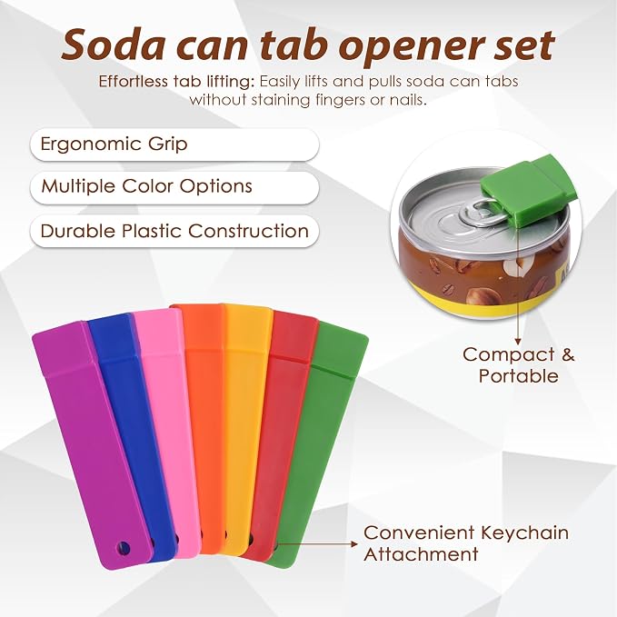 Pop Can Opener – 7 Pack Beer Can Opener, Soda Can Tab Opener, Rainbow Color Party Essential Tool Great Tool For Bartenders And Personal Use