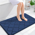 OLANLY Memory Foam Bath Mat Rug 36x24, Ultra Soft and Absorbent Bathroom Rugs, Non-Slip, Comfortable, Machine Washable Bath Carpet for Bathroom Floor, Tub, Shower and Home Decor Accessories, Navy