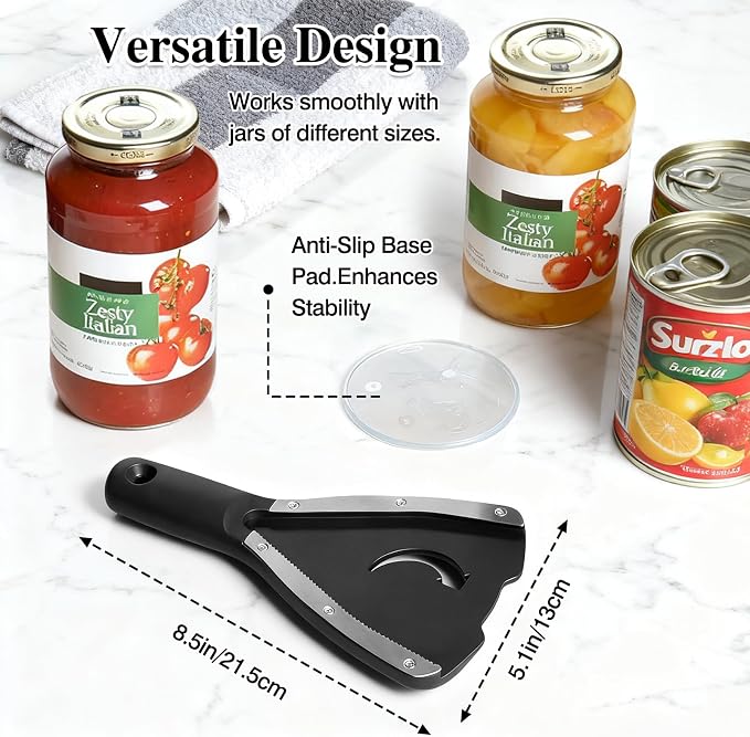 Multi-Purpose Jar Opener with Non-Slip Base Pad for Kitchen Use