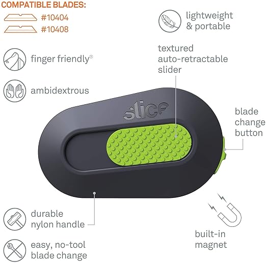 Slice Auto-Retractable Mini Box Cutter | Safe Ceramic Box Cutter Lasting 11x Longer than Metal | Keychain Box Opener | 12 Pack