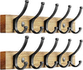 Optish Coat Rack Wall Mount, 16.5 Inches Wood Coat Hooks Wall Mount, Wall Coat Rack with 5 Hooks, Hat Rack Wall Hooks for Hanging Coat, Bag, Towel (2Pack, Natural)