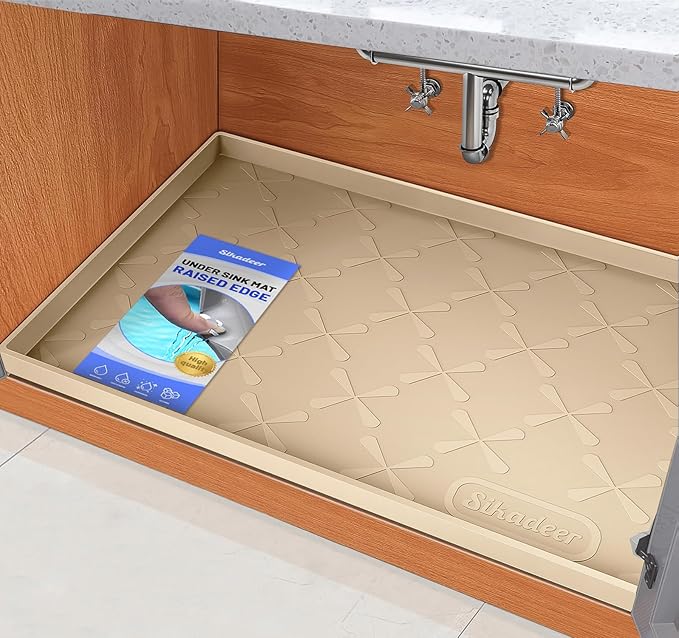 SIKADEER 31" x 19" Under Sink Mat Waterproof, Silicone Mat Kitchen Drawer Shelf and Cabinet Liner, Sink Protector for Kitchen Organizers and Storage, Boot Tray Pet Food Mats