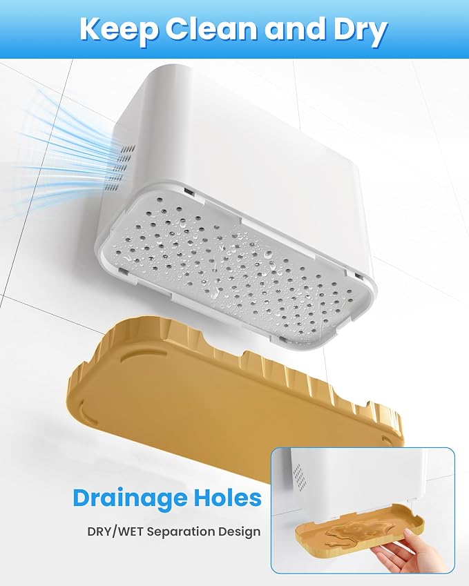 Toothbrush and Toothpaste Holders for Bathrooms Countertop - Detachable 5 Slots Kids Electric Toothbrush Holders Set Wall Mounted with Removable Dividers for Bathroom Decor and Accessories Organizer