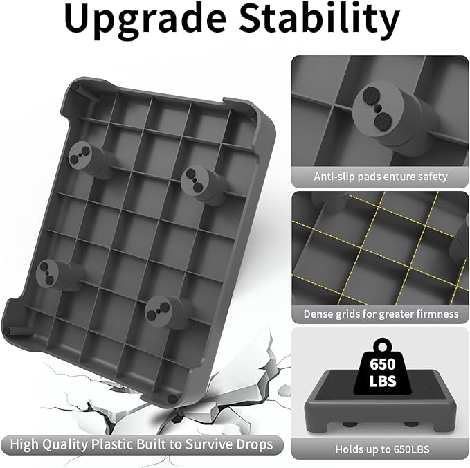 One Step Stool for Adults, Toddler Step Stools, 650 LBS Capacity Non-Slip Safety Step Platform for Elderly, Portable Stair Assist for Cars, Bedside, Kitchen, and Shower, Black Grey