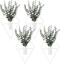 Jexine 4 Pcs Hanging Planters with Artificial Eucalyptus Metal Hanging Vase Indoor Plants Holder Modern Geometric Boho Bathroom Wall Decor for Living Room Home Office (Eucalyptus,White)