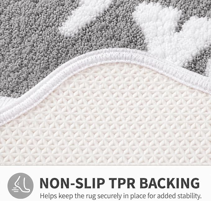 Scalloped Grey Bath Rug, You Look Good Cute Bathroom Rug, Soft Absorbent Quick Dry Bath Mat, TPR Non Slip Backing, Microfiber Mat for Shower Tub Sink Vanity 20" x 31.5"