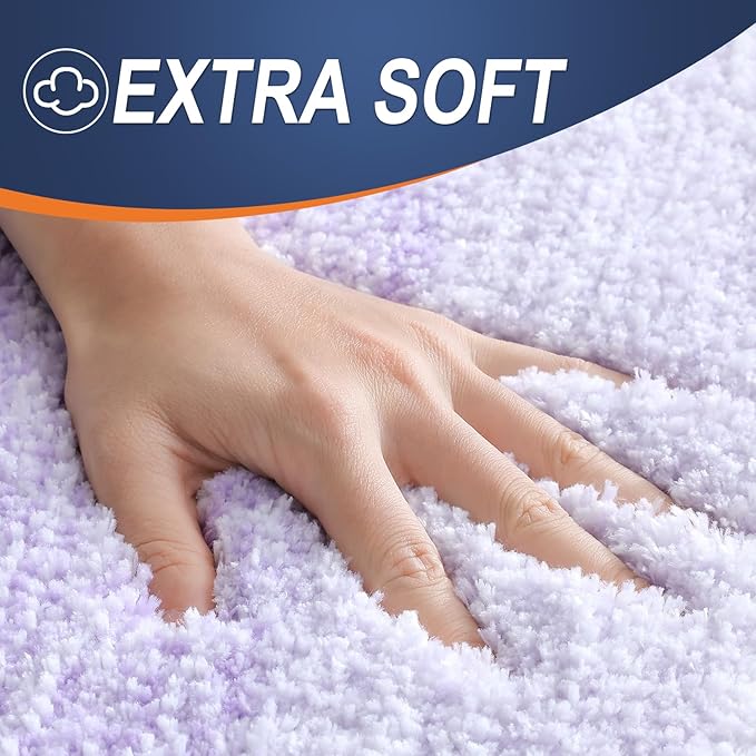 OLANLY Bathroom Rugs Mat 36x24, Extra Soft Absorbent Microfiber Bath Rug, Rubber Backing, Quick Dry, Machine Washable Bath Mats for Bathroom Floor, Tub and Shower, Home Decor Accessories, Light Purple