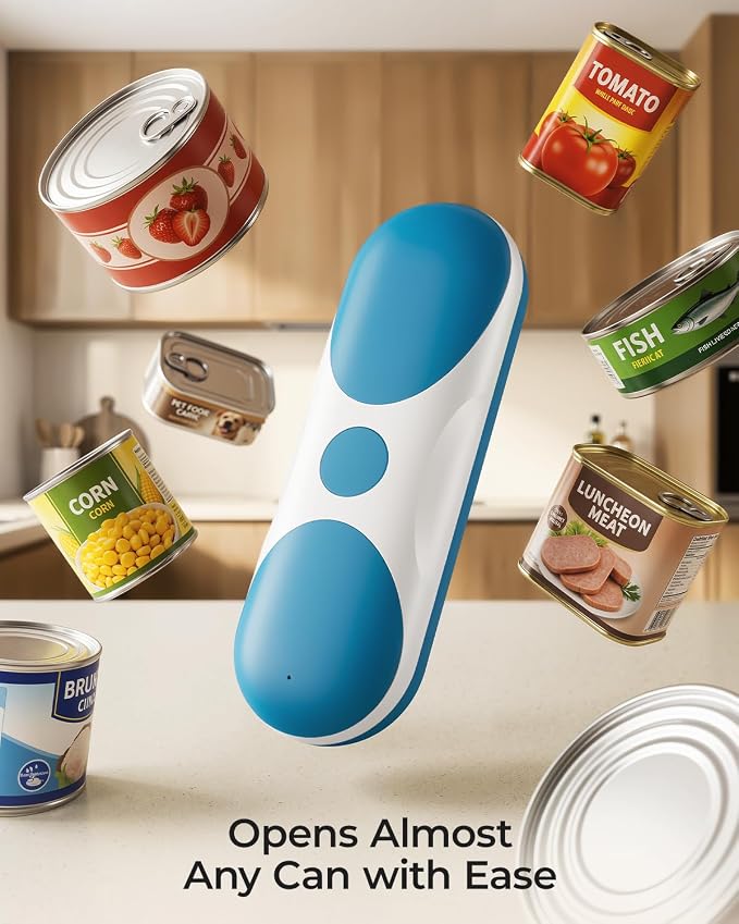Electric Can Opener, One-Touch Automatic Can Opener, USB Rechargeable Electric Can Opener for Seniors with Arthritis- Cordless Battery Powered, Side Cut, Smooth Edge, Handsfree, for Any Size Cans