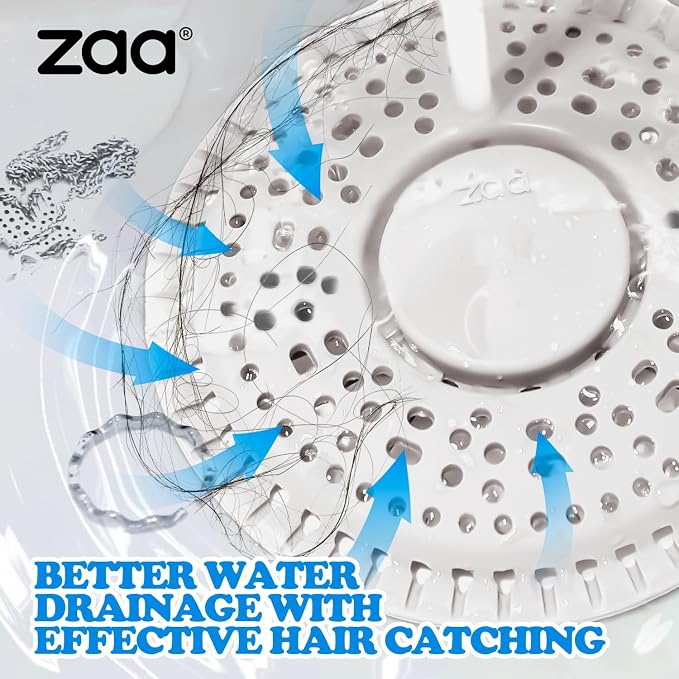 zaa Shower Drain Hair Catcher, Premium Silicone Drain Protector & Shower Drain Cover for Regular Drains of Shower Room, Bathroom, LightGray