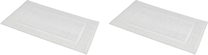 Amazon Basics Banded Bathroom Bath Rug Mat, 100% Cotton, 31 x 20 inches, Soft Silver (Pack of 2)