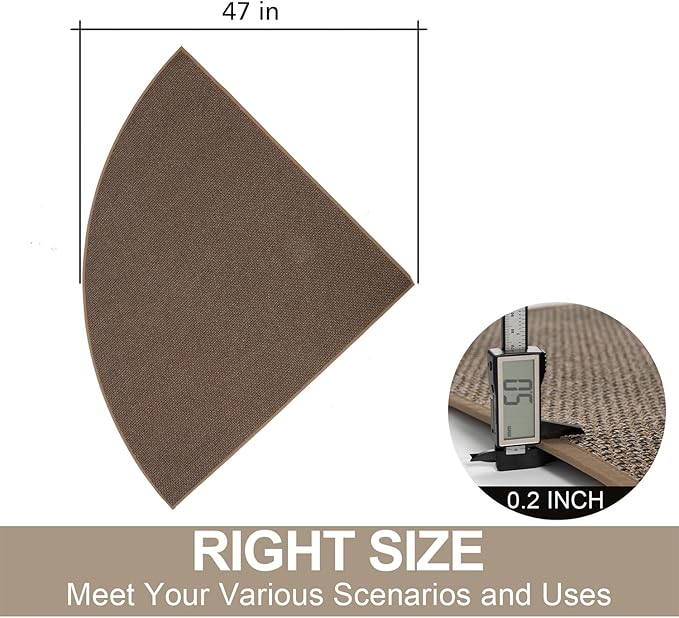 SUMLANS Fan Shaped Kitchen Mat 1 PCS, Cushioned Non Slip Rugs for Kitchen Floor, Absorbent Runner Comfort Standing Mats Washable for Kitchen, Office, Home (Brown, Radius 47")