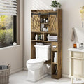 Vabches Over The Toilet Storage Cabinet, Farmhouse Storage Cabinet Over Toilet with Sliding Doors & Toilet Paper Holder Stand，Home Space-Saving Toilet Rack, for Bathroom, Restroom, Laundry