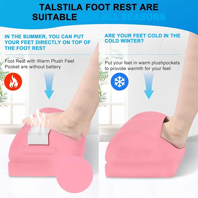 TALSTILA Foot Rest for Under Desk at Work, Under Desk Footrest, Ergonomic 2 Adjustable Heights Footrest, Footrest with Feet Warm Pocket, for Office Desk & Office Chair…