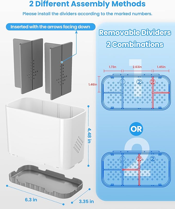 Toothbrush and Toothpaste Holders for Bathrooms Countertop - Detachable 5 Slots Kids Electric Toothbrush Holders Set Wall Mounted with Removable Dividers for Bathroom Decor and Accessories Organizer
