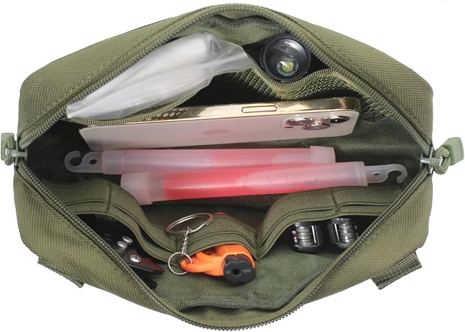 2 Pack Tactical Molle Admin Pouch with US Flag Patch and Keychain - Utility Laser Cut Tactical EDC Tool Pouch Bag Horizontal Modular Pouches Utility Tool Pouch