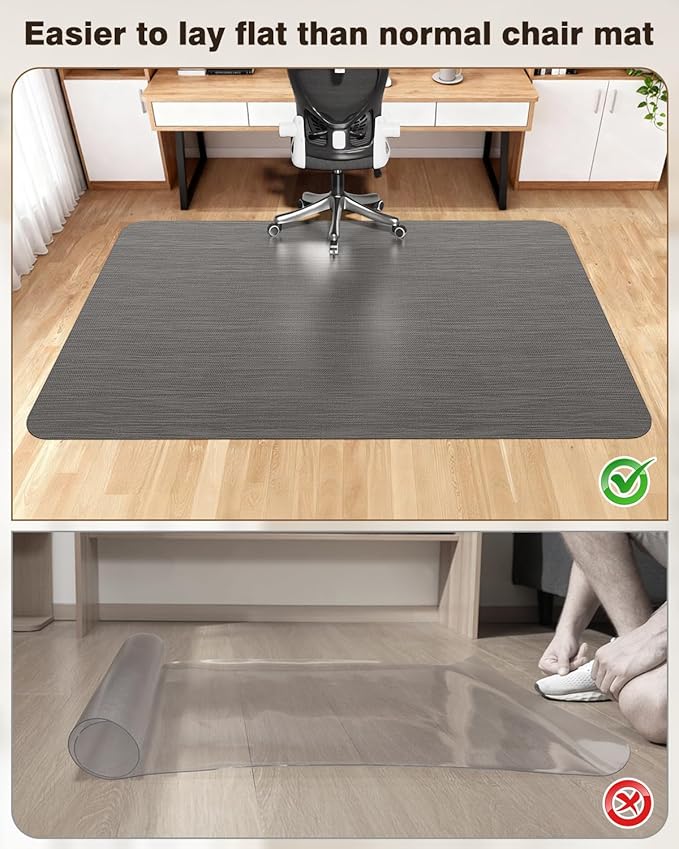 Blvornl Ultra Large Office Chair Mat for Hardwood Floor, Rolling Chair Mat for Hard Wood, Large Anti-Slip Hard Floor Protector, Heavy Duty Computer Desk Rug for Office and Home 50"*63" Grey