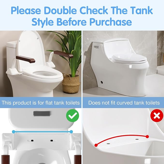 Toilet Safety Rails for Seniors, Heavy Duty Foldable Toilet Support for Seniors, Elderly Toilet Seat Rails with Arms, Toilet Bars for Elderly and Disabled Up to 520LBS, Easy Installation Toilet Frame