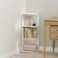 Furinno Reed Corner Shelf, 3-Tier Corner Bookshelf, Book Shelf, Corner Shelves, Storage Rack, for Organization and Storage, Home Office, Living Room, White