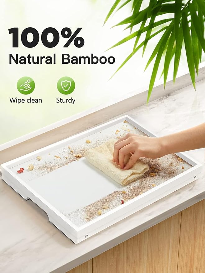 Bamboo Bed Tray for Breakfast, Snack Table with Folding Legs for Eating, Sofa, Couch, Working by Pipishell (White)
