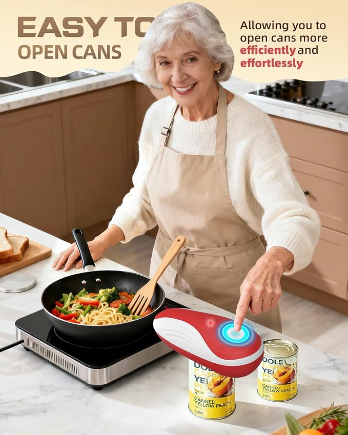 Rechargeable Can Opener Fits All Can Sizes with Indicator Light, Electric Can Openers for Kitchen Food Safe with Smooth Edge, Kitchen Gadgets Can Openers for Seniors, Arthritis and Chef
