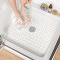 HITSLAM Shower Bathtub Mat Non Slip, 24"x 24" Bath Mat for Tub, Soft PVC Shower Mats for Inside Shower with Suction Cups and Center Drain Hole, Machine Washable Bathroom Floor Mat, White