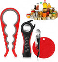 Can Openers for Seniors with Arthritis 4PC-Set Jar Lid & Water Bottle Openers for Seniors | Kitchen Essentials for New Home Gadgets Gifts for Elderly | Non-Slip Silicone Rubber Gripper Pad