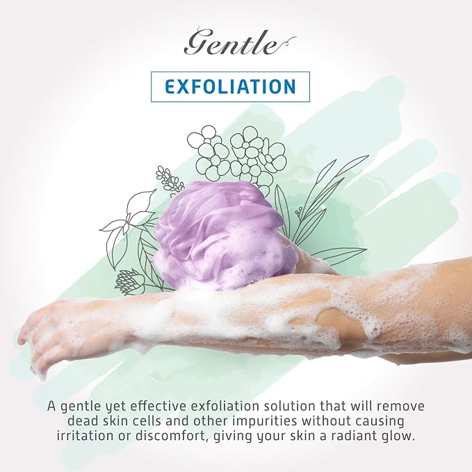 Spongentle Shower Loofah Bath Sponge, Body Scrubber with Soft Mesh, Exfoliating Bath Pouf and Body Wash Sponge for Women and Men, Bath Accessories Cleaning Tool, Large 60g 4 Pack