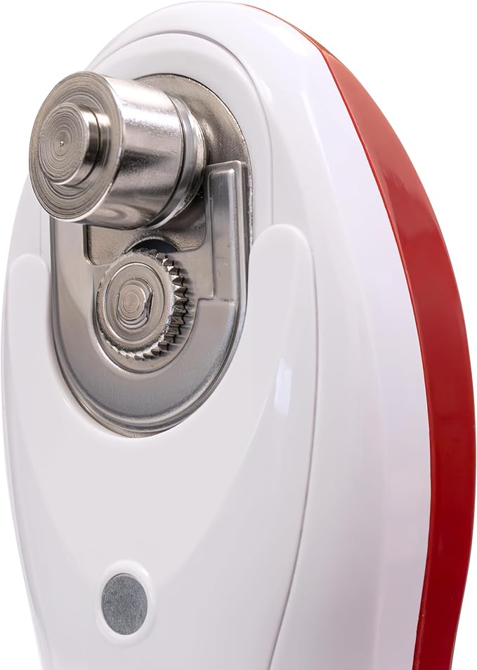 A1 Electric Can Opener – Smooth Edge Tin Opener with Easy-Touch Start & Stop, Ergonomic, Compact & Cordless Design - Red