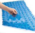 WELTRXE Non Slip Bathtub Mat, 35 x 16 Inches Bathroom Pebbles Shower Mat with Suction Cups, Drain Holes, Suction Bath Mats for Tub Machine Washable - Clear Blue