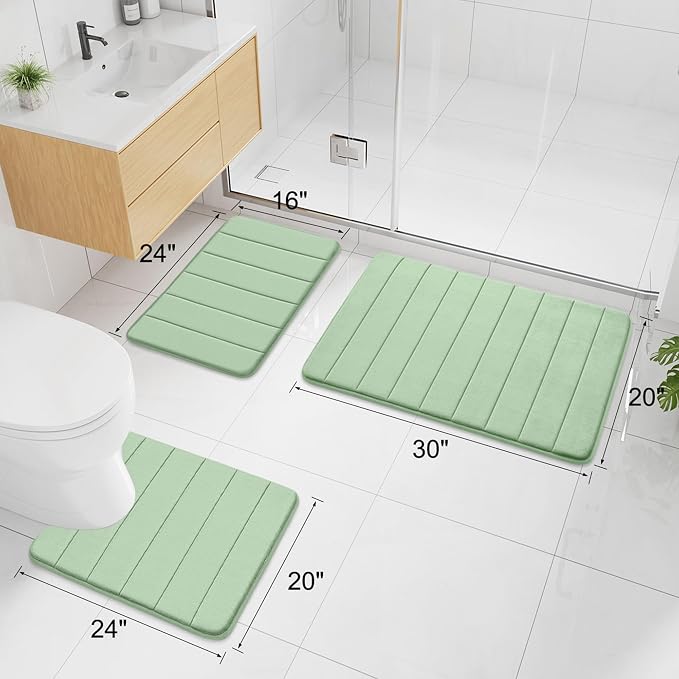 Buganda Memory Foam Bath Mat, 70" x 34", Ultra Soft and Non-Slip Bathroom Rugs, Water Absorbent and Machine Washable Bath Rug Runner for Bathroom, Shower, and Tub, Sage Green