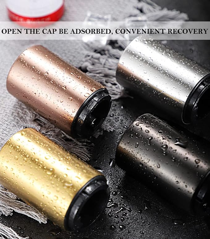 AKOAK 1 Pack Creative Stainless Steel Push-type Beer/Wine Bottle Opener Bar Household Automatic Convenient Cap Opener - Easy to Open a Variety of Bottles,Rose gold