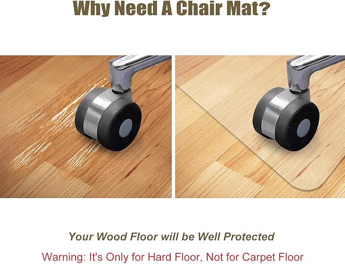Kuyal Clear Chair mat for Hard Floors 48 x 48 inches Transparent Floor Mats Wood/Tile Protection Mat for Office & Home(48" X 48" Square)