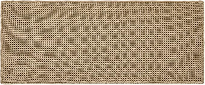 TYUU Waffle Runner Rug Bathroom, Long Boho Bathroom Rugs Non Slip Washable Super Absorbent Quick Dry Farmhouse Bath Mat, 72"x24" Khaki