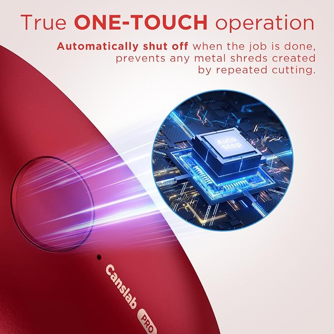 Canslab Ultrablade PRO Auto Stop USB Rechargeable Can Opener for Kitchen for Seniors with Arthritis, Long Battery Life, Handfree One Touch, Side Cut for Smooth Edge, Wall Mounted Small Size, Red