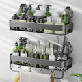 Corner Shower Caddy,Suction Cup Shower Caddy with Hooks,No Drilling Rustproof Aluminum Bathroom Organizers and Storage,Shelves for Bathroom Accessories Decor (15.7inch-Gunmetal Gray)
