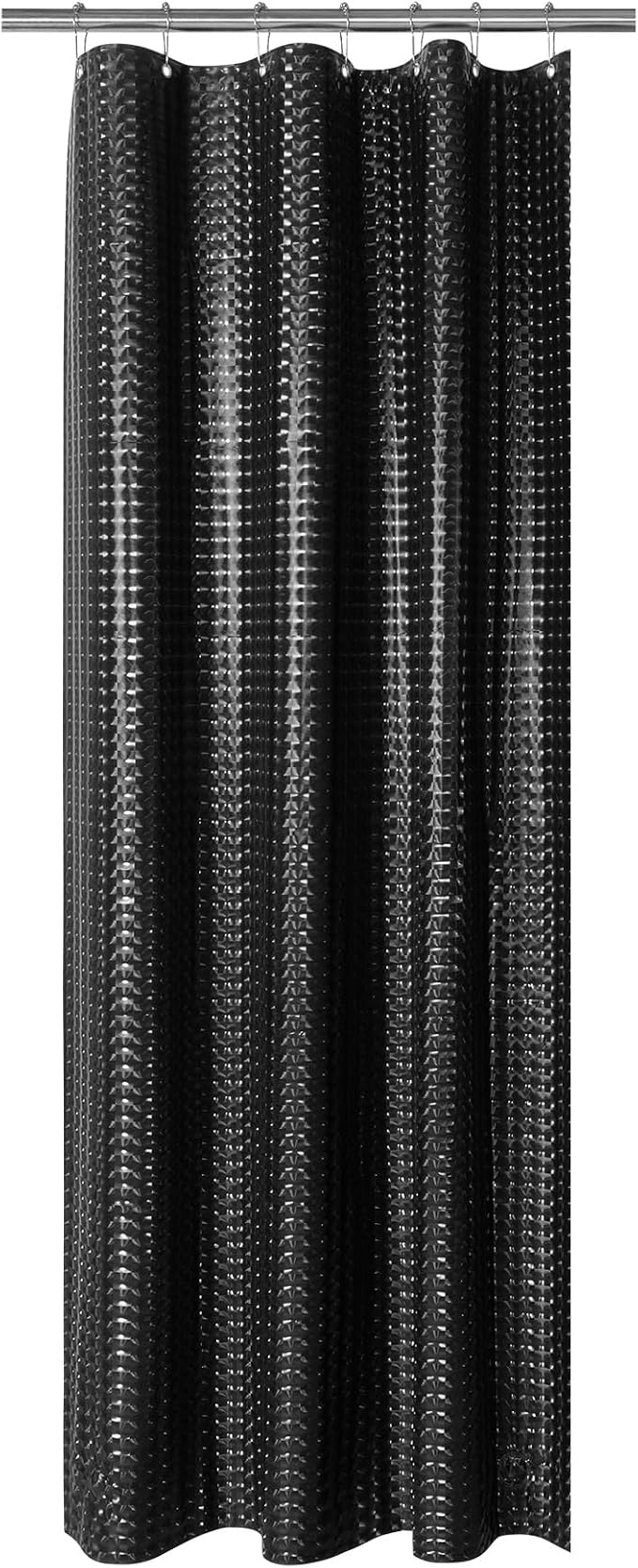 Barossa Design Black Stall Size Shower Curtain Liner 36" W x 72" H - Waterproof PEVA Plastic Shower Liner for Small Bathroom Stall, Lightweight, 3 Magnets & Metal Grommets - Dimensional Black, 36x72