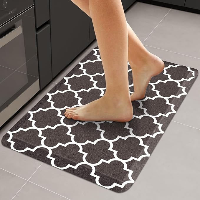 WISELIFE Anti Fatigue Floor Mat - 4/5 Inch Thick Kitchen Mat Non Slip Waterproof Heavy Duty Ergonomic Comfort Mat Durable for Home, Office, Sink, Laundry,(20" x 32", Chocolate)