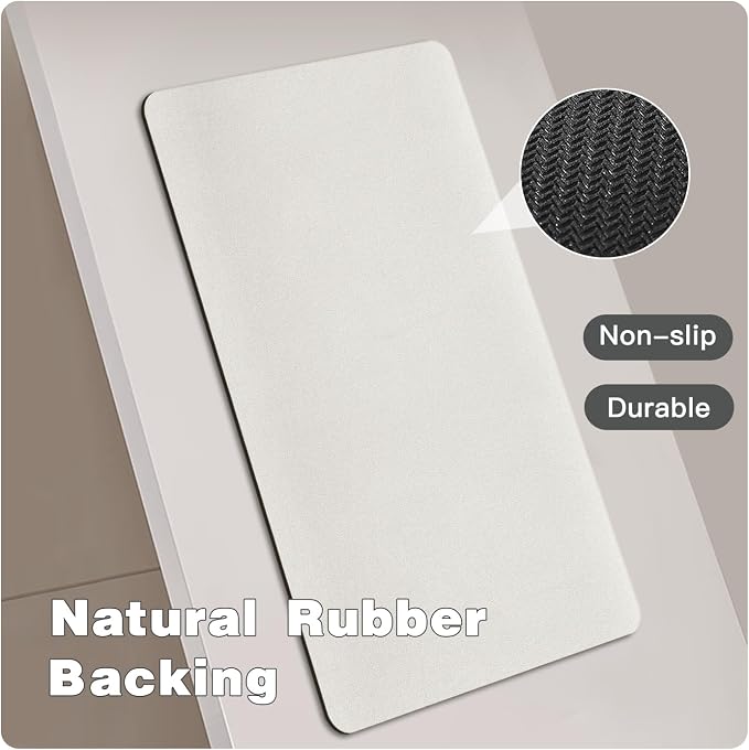 TYUU Toilet Rug, Thin Toilet Rugs U Shaped Washable Non Slip Absorbent Quick Dry Low Pile Toilet Mat, 20"x24" U Shape White