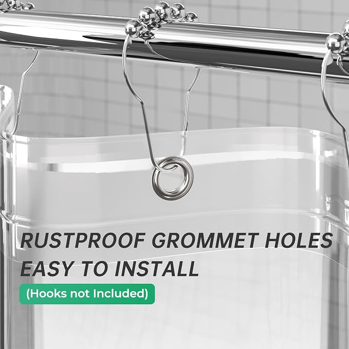 AmazerBath Long Stall Shower Curtain 36x84 Inches, Walk in Shower Curtain Plastic, Clear Shower Stall Curtain Heavy Duty Thick PEVA, Narrow Curtain with 2 Weighted Stones and 6 Grommet Holes