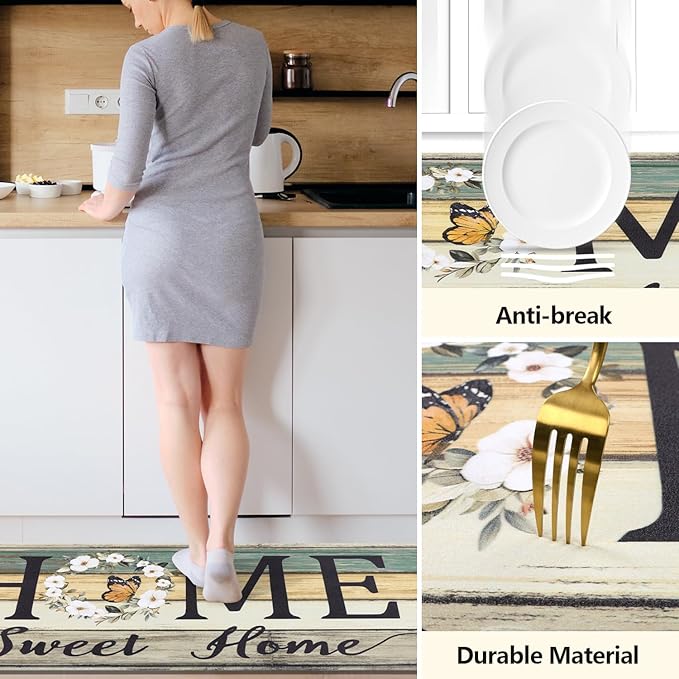 Yamaziot Anti Fatigue Kitchen Rug Set of 3, Non-Slip Waterproof Farmhouse Cushioned Comfort Standing Floor Mat for Kitchen, Office, Sink, Laundry