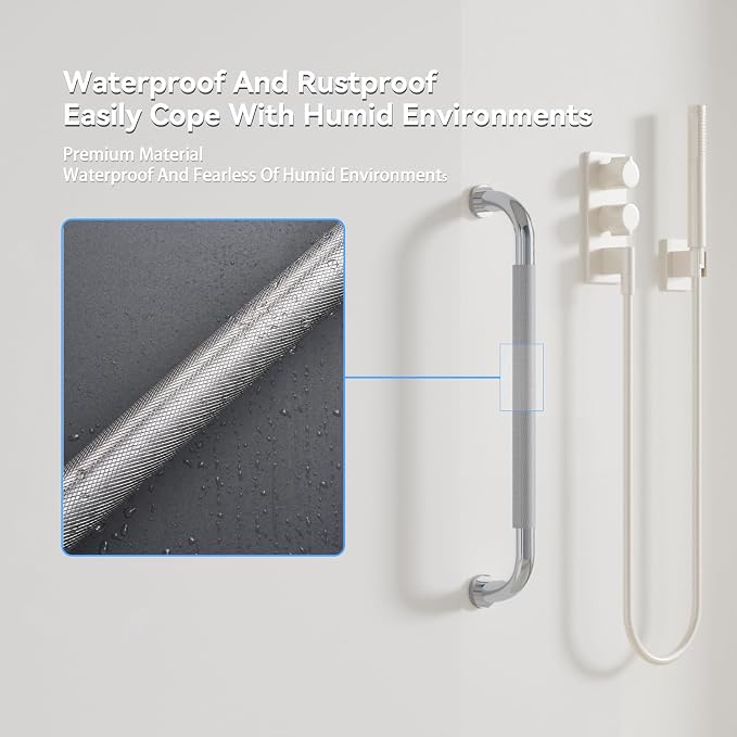 Shower Grab Bar, 24 Inch Bathroom Grab Bar Handle with Anti-Slip Knurled Grip, Stainless Steel Bath Balance Bar, 1.25" Diameter Bath Safety Bar Support for Seniors Pregnant, Polished Chrome- 1 Pack