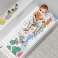 AmazerBath Baby Bath Mat Non Slip, Cartoon Kids Bath Mat for Tub 40 x 16 Inches Full Size, Non Slip Bathtub Mat with Suction Cups and Drain Holes, Shower Stall Mats - Elephant