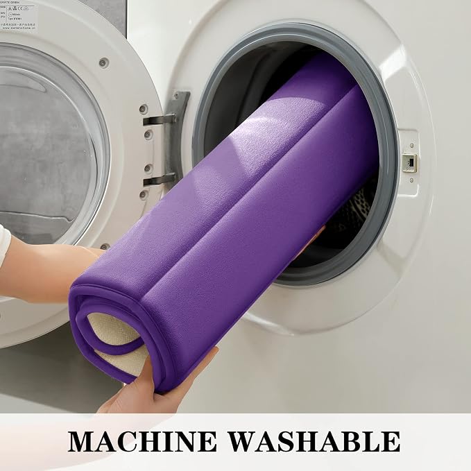 BYSURE Lavender Memory Foam Bathroom Rug Set 3 Piece, Non Slip Extra Soft Absorbent Machine Washable Toilet Bath Toilet Mat (17"x24"+20"x32"+U Shape 20"x24")
