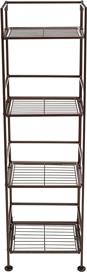 Amazon Basics 4-Tier Iron Towel Shelf Black 11.4"L x 11.8"W x 44.5"H | for Bathroom