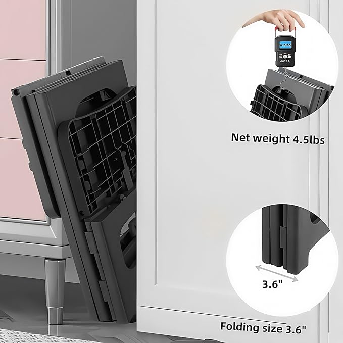 2 Step Stool Foldable, Non-Slip Steps, Folding Step Stool for Adults & Kids, Plastic Stool Pool Ladder, Collapsible Stools 2 Step Ladder for Kitchen Toilet Bedroom Office RV, Holds 330 lbs, Black